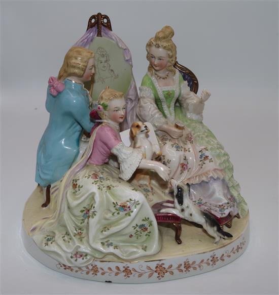 A Continental porcelain figure group(-)